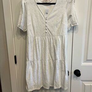 Loft white eyelet, dress, medium NWT
